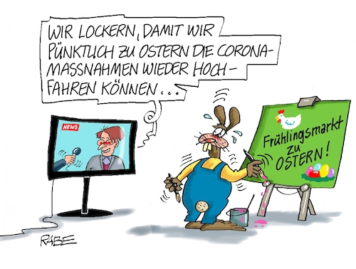 Cartoon: Lockerungen (medium) by RABE tagged corona,kliniken,intensivbetten,überbelegung,op,operationen,omikron,boosterimpfung,coronamaßnahmen,coronakurs,lockerungen,märz,freedomday,karl,lauterbach,ostern,osterhase,frühlungsmarkt,schutzmassnahmen,coronamassnahmen,tv,interview,corona,kliniken,intensivbetten,überbelegung,op,operationen,omikron,boosterimpfung,coronamaßnahmen,coronakurs,lockerungen,märz,freedomday,karl,lauterbach,ostern,osterhase,frühlungsmarkt,schutzmassnahmen,coronamassnahmen,tv,interview