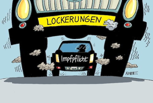 Cartoon: Lockerungskür (medium) by RABE tagged corona,kliniken,intensivbetten,überbelegung,op,operationen,omikron,boosterimpfung,coronamaßnahmen,coronakurs,lockerungen,märz,truck,lkw,monstertruck,impfpflicht,corona,kliniken,intensivbetten,überbelegung,op,operationen,omikron,boosterimpfung,coronamaßnahmen,coronakurs,lockerungen,märz,truck,lkw,monstertruck,impfpflicht