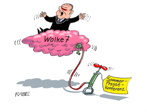 Cartoon: Luftikus (medium) by RABE tagged olaf,scholz,bundeskanzler,ankündigung,zeitenwende,ergebnisse,opposition,union,rabe,ralf,böhme,cartoon,karikatur,pressezeichnung,farbcartoon,tagescartoon,kluft,spalt,brücke,ampel,ampelregierung,sommer,presekonferenz,sommerpressekonferenz,luftpumpe,wolke,sieben,rosarot,olaf,scholz,bundeskanzler,ankündigung,zeitenwende,ergebnisse,opposition,union,rabe,ralf,böhme,cartoon,karikatur,pressezeichnung,farbcartoon,tagescartoon,kluft,spalt,brücke,ampel,ampelregierung,sommer,presekonferenz,sommerpressekonferenz,luftpumpe,wolke,sieben,rosarot