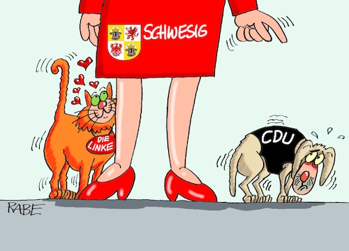 Cartoon: Mäcpommes (medium) by RABE tagged landtagswahl,sachsen,anhalt,haseloff,cdu,afd,bürger,rabe,ralf,böhme,cartoon,karikatur,pressezeichnung,farbcartoon,tagescartoon,meckpomm,mecklenburg,vorpommern,manuele,schwesig,spd,linke,koalition,koalitionsverhandlungen,landesregierung,hund,katze,schmusekatze,zusammenschluss,landtagswahl,sachsen,anhalt,haseloff,cdu,afd,bürger,rabe,ralf,böhme,cartoon,karikatur,pressezeichnung,farbcartoon,tagescartoon,meckpomm,mecklenburg,vorpommern,manuele,schwesig,spd,linke,koalition,koalitionsverhandlungen,landesregierung,hund,katze,schmusekatze,zusammenschluss