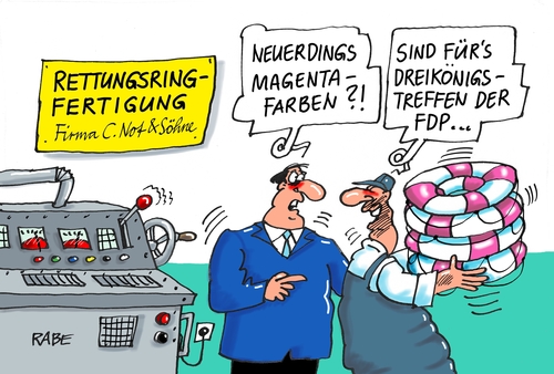 Cartoon: Magenta (medium) by RABE tagged fdp,liberale,dreikönigstreffen,lindner,magenta,rabe,ralf,böhme,cartoon,karikatur,pressezeichnung,farbcartoon,tagescartoon,rettungsringe,rettungsringfirma,neustart,neuanfang,generalsekretär,rösler,niebel,fdp,liberale,dreikönigstreffen,lindner,magenta,rabe,ralf,böhme,cartoon,karikatur,pressezeichnung,farbcartoon,tagescartoon,rettungsringe,rettungsringfirma,neustart,neuanfang,generalsekretär,rösler,niebel