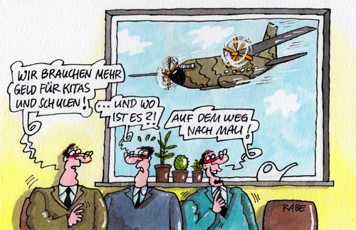 Cartoon: Mali-Einsatz (medium) by RABE tagged mali,afrika,militäreinsatz,bundesregierung,abstimmung,transall,transallmaschine,millionen,unterstützung,soldaten,bundeswehr,sicherung,rabe,ralf,böhme,cartoon,karikatur,geld,euro,kita,schulen,bildungswesen,erzieherinnen,lehrer,transportmaschine,absicherung,terroristen,kaninett,ausbildungsmission,entsendung,krisenland,bundestag,bundeswehreinheit,westafrika,tankflugzeug,islamisten,rebellen,mali,afrika,militäreinsatz,bundesregierung,abstimmung,transall,transallmaschine,millionen,unterstützung,soldaten,bundeswehr,sicherung,rabe,ralf,böhme,cartoon,karikatur,geld,euro,kita,schulen,bildungswesen,erzieherinnen,lehrer,transportmaschine,absicherung,terroristen,kaninett,ausbildungsmission,entsendung,krisenland,bundestag,bundeswehreinheit,westafrika,tankflugzeug,islamisten,rebellen