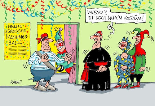 Cartoon: Maskenball (medium) by RABE tagged papst,kirche,rom,vatikan,kinder,kindesmissbrauch,chorknaben,katholiken,beichte,beichtstuhl,rabe,ralf,böhme,cartoon,karikatur,pressezeichnung,farbcartoon,tagescartoon,bischof,kardinal,pädophilie,fasching,karneval,köstum,kostümball,einlaß,einlaßdienst,maske,papst,kirche,rom,vatikan,kinder,kindesmissbrauch,chorknaben,katholiken,beichte,beichtstuhl,rabe,ralf,böhme,cartoon,karikatur,pressezeichnung,farbcartoon,tagescartoon,bischof,kardinal,pädophilie,fasching,karneval,köstum,kostümball,einlaß,einlaßdienst,maske