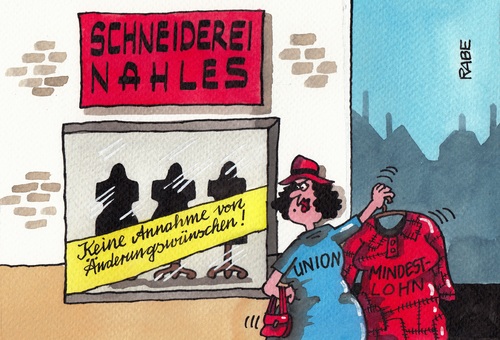 Cartoon: Maßgeschneidertes (medium) by RABE tagged nahles,spd,mindestlohn,mindestlohndebatte,bundesregierung,bundesarbeitsministerin,lohn,gehalt,lohnforderungen,gewerkschaften,linke,ausnahmeregelung,cdu,csu,union,merkel,seehofer,rabe,ralf,böhme,cartoon,karikatur,pressezeichnung,farbcartoon,schneiderei,maßschneiderein,änderung,änderungswünsche,änderungsschneiderei,kleid,schaufenster,schaufensterpuppe,nahles,spd,mindestlohn,mindestlohndebatte,bundesregierung,bundesarbeitsministerin,lohn,gehalt,lohnforderungen,gewerkschaften,linke,ausnahmeregelung,cdu,csu,union,merkel,seehofer,rabe,ralf,böhme,cartoon,karikatur,pressezeichnung,farbcartoon,schneiderei,maßschneiderein,änderung,änderungswünsche,änderungsschneiderei,kleid,schaufenster,schaufensterpuppe