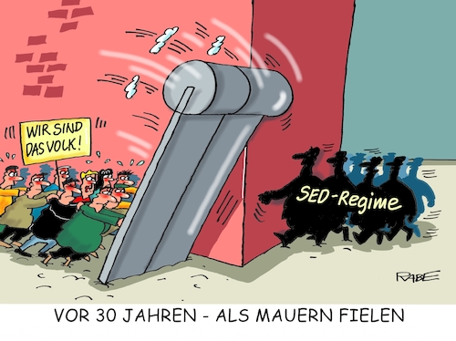 Cartoon: Mauerfall Zwei (medium) by RABE tagged tag,einheit,wiedervereinigung,grenze,mauerfall,feiertag,ost,west,ossi,wessi,brücke,brett,rabe,ralf,böhme,cartoon,karikatur,pressezeichnung,farbcartoon,tagescartoon,zonengrenze,bürgerbewegung,demos,mauer,maueröffnung,mauerspechte,grenzöffnung,mauerstücke,sed,regime,stasi,tag,einheit,wiedervereinigung,grenze,mauerfall,feiertag,ost,west,ossi,wessi,brücke,brett,rabe,ralf,böhme,cartoon,karikatur,pressezeichnung,farbcartoon,tagescartoon,zonengrenze,bürgerbewegung,demos,mauer,maueröffnung,mauerspechte,grenzöffnung,mauerstücke,sed,regime,stasi