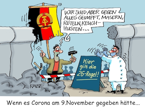 Cartoon: Mauerspechte (medium) by RABE tagged corona,bundländerkonferenz,merkel,kanzleramt,lockerungen,stufenplan,öffnungen,lockdown,shutdown,baumärkte,impfdosen,rki,fallzahlen,inzidenzwert,spahn,impfzentren,impfreihenfolge,notbremse,mauer,mauerfall,mauerspechte,grenzzaun,ddr,november,neunundachtzig,volk,zonengrenze,sed,stasi,masern,röteln,keuchhusten,trümmer,grenzübergang,corona,bundländerkonferenz,merkel,kanzleramt,lockerungen,stufenplan,öffnungen,lockdown,shutdown,baumärkte,impfdosen,rki,fallzahlen,inzidenzwert,spahn,impfzentren,impfreihenfolge,notbremse,mauer,mauerfall,mauerspechte,grenzzaun,ddr,november,neunundachtzig,volk,zonengrenze,sed,stasi,masern,röteln,keuchhusten,trümmer,grenzübergang