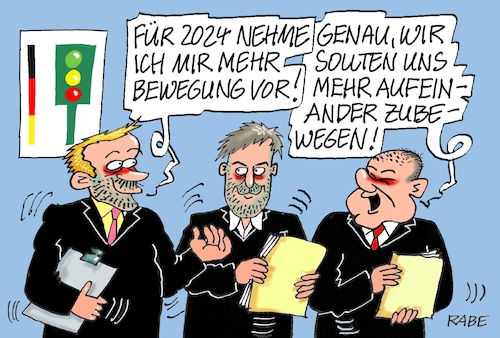 Cartoon: Mehr Bewegung (medium) by RABE tagged silvester,neujahr,jahresbeginn,prosit,rutsch,feuerwerk,böller,neujahrsansprache,silvesteransprache,rabe,ralf,böhme,cartoon,karikatur,pressezeichnung,farbcartoon,tagescartoon,tv,ampel,ampelregierung,vorsätze,bewegung,lindner,habeck,scholz,silvester,neujahr,jahresbeginn,prosit,rutsch,feuerwerk,böller,neujahrsansprache,silvesteransprache,rabe,ralf,böhme,cartoon,karikatur,pressezeichnung,farbcartoon,tagescartoon,tv,ampel,ampelregierung,vorsätze,bewegung,lindner,habeck,scholz