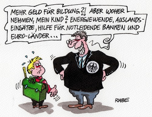 Cartoon: Mehr Geld für Bildung (medium) by RABE tagged bildung,bildungswesen,koalitionsgespräche,koalitionsrunde,bildungsministerin,spd,cdu,union,csu,gabriel,merkel,seehofer,schulen,kita,schüler,lehrer,rabe,ralf,böhme,cartoon,karikatur,pressezeichnung,farbcartoon,steuerschätzung,mittel,koalitionsverhandlungen,kinder,zukunft,bildungsweg,gymnasium,grundschule,energiewende,auslandseinsätze,banken,eurostaaten,notleidend,rettungschirm,euroländer,bildung,bildungswesen,koalitionsgespräche,koalitionsrunde,bildungsministerin,spd,cdu,union,csu,gabriel,merkel,seehofer,schulen,kita,schüler,lehrer,rabe,ralf,böhme,cartoon,karikatur,pressezeichnung,farbcartoon,steuerschätzung,mittel,koalitionsverhandlungen,kinder,zukunft,bildungsweg,gymnasium,grundschule,energiewende,auslandseinsätze,banken,eurostaaten,notleidend,rettungschirm,euroländer