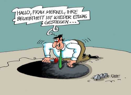 Cartoon: Merkel Barometer (medium) by RABE tagged merkel,kanzlerin,cdu,bundeskanzlerin,beliebtheit,politbarometer,flüchtlinge,flüchtlingskrise,rabe,ralf,böhme,cartoon,karikatur,pressezeichnung,farbcartoon,tagescartoon,loch,tiefe,journalist,umfragewerte,merkel,kanzlerin,cdu,bundeskanzlerin,beliebtheit,politbarometer,flüchtlinge,flüchtlingskrise,rabe,ralf,böhme,cartoon,karikatur,pressezeichnung,farbcartoon,tagescartoon,loch,tiefe,journalist,umfragewerte