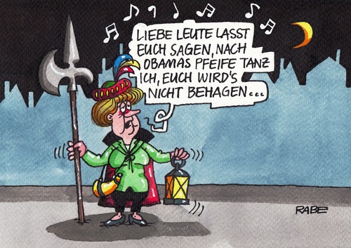 Cartoon: Merkelnachtwächter Variante Zwe (medium) by RABE tagged merkel,kanzlerin,cdu,deutschland,obama,usa,präsident,washington,nsa,nsaaffäre,freihandelsabkommen,ukrainekonflikt,rabe,ralf,böhme,cartoon,karikatur,pressezeichnung,farbcartoon,staatsbesuch,wirtschaftsdelegation,nachtwächter,mond,laterne,hellebarde,helmbarde,merkel,kanzlerin,cdu,deutschland,obama,usa,präsident,washington,nsa,nsaaffäre,freihandelsabkommen,ukrainekonflikt,rabe,ralf,böhme,cartoon,karikatur,pressezeichnung,farbcartoon,staatsbesuch,wirtschaftsdelegation,nachtwächter,mond,laterne,hellebarde,helmbarde