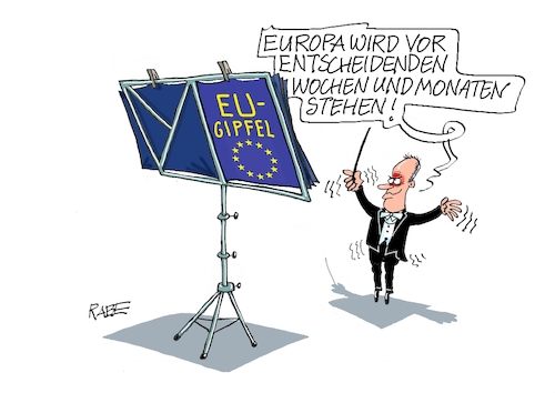 Cartoon: Merz dirigiert (medium) by RABE tagged merz,union,kanzler,fritze,koalition,spd,klingbeil,bundesregierung,rabe,ralf,böhme,cartoon,karikatur,pressezeichnung,farbcartoon,tagescartoon,trump,putin,krisen,tv,nachrichten,dirigent,taktstock,notenständer,eu,brüssel,europa,woche,monat,gipfel,gipfeltreffen,merz,union,kanzler,fritze,koalition,spd,klingbeil,bundesregierung,rabe,ralf,böhme,cartoon,karikatur,pressezeichnung,farbcartoon,tagescartoon,trump,putin,krisen,tv,nachrichten,dirigent,taktstock,notenständer,eu,brüssel,europa,woche,monat,gipfel,gipfeltreffen