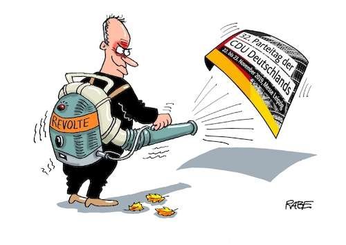 Cartoon: Merz Spezial (medium) by RABE tagged groko,union,cdu,csu,spd,merkel,akk,berlin,bundesregierung,befragung,rabe,ralf,böhme,cartoon,karikatur,pressezeichnung,farbcartoon,tagescartoon,prügelei,halbzeit,halbzeitbilanz,merz,revolte,kanzlerfrage,kanzlerkandidatur,bundesparteitag,aufstand,leipzig,laub,wind,gebläse,laubbläser,groko,union,cdu,csu,spd,merkel,akk,berlin,bundesregierung,befragung,rabe,ralf,böhme,cartoon,karikatur,pressezeichnung,farbcartoon,tagescartoon,prügelei,halbzeit,halbzeitbilanz,merz,revolte,kanzlerfrage,kanzlerkandidatur,bundesparteitag,aufstand,leipzig,laub,wind,gebläse,laubbläser