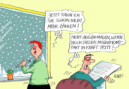 Cartoon: Migrationspakt II (medium) by RABE tagged migration,migrationspakt,un,beschluß,merkel,flüchtlinge,rabe,ralf,böhme,cartoon,karikatur,pressezeichnung,farbcartoon,tagescartoon,schnee,winter,wintereinbruch,schneeflocken,stau,verkehrschaos,migration,migrationspakt,un,beschluß,merkel,flüchtlinge,rabe,ralf,böhme,cartoon,karikatur,pressezeichnung,farbcartoon,tagescartoon,schnee,winter,wintereinbruch,schneeflocken,stau,verkehrschaos