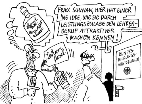 Cartoon: Mir schavant was (medium) by RABE tagged bundesbildungsministerin,schavan,bildungswesen,lehrer,mivisterium,bildungsplan,pisastudie,merkel,kanzlerin,euro,krise,unterricht,schüler,leistung,leistungszulage,leistungsgesellschaft,erziehung,gewerkschaft,beruf,attraktivität,fusel,schnaps,bergaebeiterschnaps,untertage,kumpel,bergmann,wismutfusel,bundesadler,mobbing,stress,schavan,bundesbildungsministerin,bundesregierung,kanzlerin,lehrer,bildungsplan,bildungswesen,pisastudie,unterricht,schüler,schulen,lernen,lehrerzimmer,ddr,bildung,pisa