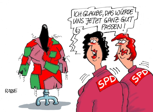 Cartoon: Mode nach Mass (medium) by RABE tagged nahles,spd,sozialdemokraten,groko,umfragetief,scholz,rabe,ralf,böhme,cartoon,karikatur,pressezeichnung,farbcartoon,tagescartoon,ruine,koalition,koalitionsvetrag,bruch,spitzenkandidaten,doppelspitze,linke,rot,grün,vorsitzender,wahlen,bündniss,mode,kleid,fetzen,nahles,spd,sozialdemokraten,groko,umfragetief,scholz,rabe,ralf,böhme,cartoon,karikatur,pressezeichnung,farbcartoon,tagescartoon,ruine,koalition,koalitionsvetrag,bruch,spitzenkandidaten,doppelspitze,linke,rot,grün,vorsitzender,wahlen,bündniss,mode,kleid,fetzen