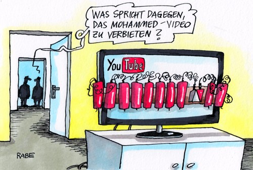 Cartoon: Mohammedvideo (medium) by RABE tagged mohammed,mohammedvideo,schmähvideo,islam,islamisten,terror,terroristen,sprengstoff,sprengstoffgürtel,christen,muslime,gewalt,explosion,tv,video,youtube,verbot,hassprediger,usa,einreiseverbot,sudan,beleidigung,hisbolla,schiiten,prophet,christus,jesus,mohammed,mohammedvideo,schmähvideo,islam,islamisten,terror,terroristen,sprengstoff,sprengstoffgürtel,christen,muslime,gewalt,explosion,tv,video,youtube,verbot,hassprediger,usa,einreiseverbot,sudan,beleidigung,hisbolla,schiiten,prophet,christus,jesus