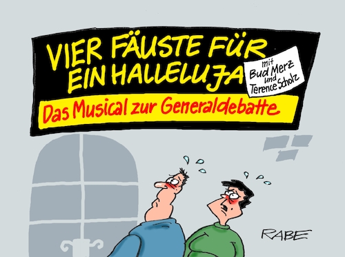 Cartoon: Musical II (medium) by RABE tagged gas,gassparen,gasnotstand,gasgeben,sanktionen,gasspeicher,gasheizung,rabe,ralf,böhme,cartoon,karikatur,pressezeichnung,farbcartoon,tagescartoon,robert,habeck,putin,ukrainekrieg,generaldebatte,bundestag,musical,insolvenz,bäckerei,scholz,merz,schlagabtausch,fäuste,film,komödie,western,cowboy,bud,spencer,terence,hill,gas,gassparen,gasnotstand,gasgeben,sanktionen,gasspeicher,gasheizung,rabe,ralf,böhme,cartoon,karikatur,pressezeichnung,farbcartoon,tagescartoon,robert,habeck,putin,ukrainekrieg,generaldebatte,bundestag,musical,insolvenz,bäckerei,scholz,merz,schlagabtausch,fäuste,film,komödie,western,cowboy,bud,spencer,terence,hill