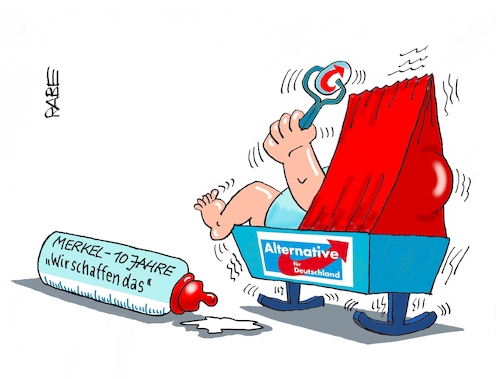 Cartoon: Mutti Merkel (medium) by RABE tagged merz,union,kanzler,fritze,koalition,spd,klingbeil,bundesregierung,rabe,ralf,böhme,cartoon,karikatur,pressezeichnung,farbcartoon,tagescartoon,trump,putin,krisen,tv,nachrichten,waschmaschine,angela,merkel,flüchtlingspolitik,flüchtlingssommer,flüchtlinge,versprechen,wiege,baby,rassel,milch,milchfläschen,säugling,merz,union,kanzler,fritze,koalition,spd,klingbeil,bundesregierung,rabe,ralf,böhme,cartoon,karikatur,pressezeichnung,farbcartoon,tagescartoon,trump,putin,krisen,tv,nachrichten,waschmaschine,angela,merkel,flüchtlingspolitik,flüchtlingssommer,flüchtlinge,versprechen,wiege,baby,rassel,milch,milchfläschen,säugling