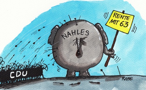 Cartoon: Nahlesfant (medium) by RABE tagged andrea,nahles,spd,rentenpaket,groko,rentner,rentenbeitrag,cdu,köhler,rabe,ralf,böhme,cartoon,karikatur,pressezeichnung,farbcartoon,elefant,pfeil,bogen,speere,pfeilhagel,dickhäuter,andrea,nahles,spd,rentenpaket,groko,rentner,rentenbeitrag,cdu,köhler,rabe,ralf,böhme,cartoon,karikatur,pressezeichnung,farbcartoon,elefant,pfeil,bogen,speere,pfeilhagel,dickhäuter