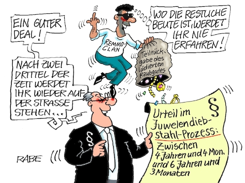 Cartoon: Nasentanz (medium) by RABE tagged remmo,remmoclan,clan,clanmitglieder,diebstahl,raub,dresden,sachsen,schatz,diamanten,juwelen,rabe,ralf,böhme,cartoon,karikatur,pressezeichnung,farbcartoon,tagescartoon,urteil,juwelendiebstahlprozess,paragrafen,richter,justiz,freiheitsstrafen,raubgut,nase,tanz,tänzer,remmo,remmoclan,clan,clanmitglieder,diebstahl,raub,dresden,sachsen,schatz,diamanten,juwelen,rabe,ralf,böhme,cartoon,karikatur,pressezeichnung,farbcartoon,tagescartoon,urteil,juwelendiebstahlprozess,paragrafen,richter,justiz,freiheitsstrafen,raubgut,nase,tanz,tänzer