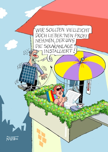 Cartoon: Neulich auf Balkonien (medium) by RABE tagged klima,klimaziele,klimawende,ampel,wissing,streit,umsetzung,rabe,ralf,böhme,cartoon,karikatur,pressezeichnung,farbcartoon,tagescartoon,dürre,klimakatastrophe,wüste,trockenheit,sonne,hitze,solar,solarenergie,soloarstrom,balkon,balkonien,balkonsolaranlage,solaranlage,balkonkraftwerk,installateur,klima,klimaziele,klimawende,ampel,wissing,streit,umsetzung,rabe,ralf,böhme,cartoon,karikatur,pressezeichnung,farbcartoon,tagescartoon,dürre,klimakatastrophe,wüste,trockenheit,sonne,hitze,solar,solarenergie,soloarstrom,balkon,balkonien,balkonsolaranlage,solaranlage,balkonkraftwerk,installateur