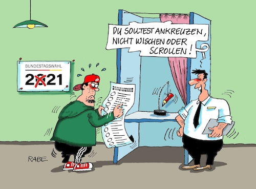 Cartoon: Nicht verscrollen (medium) by RABE tagged bundestagswahl,wahlkampf,osten,ddr,ostbeauftragter,bundesregierung,recht,rabe,ralf,böhme,cartoon,karikatur,pressezeichnung,farbcartoon,tagescartoon,cdu,wahlplakat,laschet,lacher,lachnummer,wahlkabine,wahlurne,kreuze,stimmzettel,erstwähler,jungwähler,bundestagswahl,wahlkampf,osten,ddr,ostbeauftragter,bundesregierung,recht,rabe,ralf,böhme,cartoon,karikatur,pressezeichnung,farbcartoon,tagescartoon,cdu,wahlplakat,laschet,lacher,lachnummer,wahlkabine,wahlurne,kreuze,stimmzettel,erstwähler,jungwähler