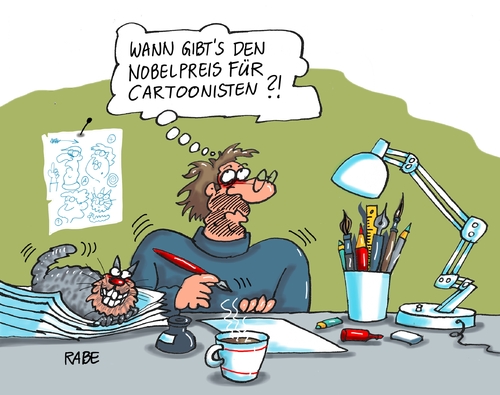 Cartoon: Nobelpreis (medium) by RABE tagged oslo,nobelpreis,friedensnobelpreis,nobelpreisträger,nobelpreisverleihung,rabe,ralf,böhme,cartoon,karikatur,pressezeichnung,farbcartoon,karikaturist,zeichentisch,cartoonist,pinsel,zeichenfeder,tusche,katze,kaffee,oslo,nobelpreis,friedensnobelpreis,nobelpreisträger,nobelpreisverleihung,rabe,ralf,böhme,cartoon,karikatur,pressezeichnung,farbcartoon,karikaturist,zeichentisch,cartoonist,pinsel,zeichenfeder,tusche,katze,kaffee