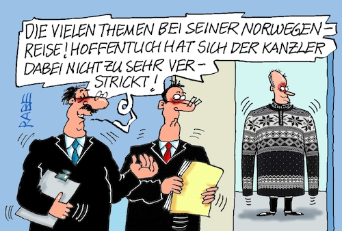 Cartoon: Norwegerpullover (medium) by RABE tagged merz,kanzler,koalition,union,spd,klingbeil,cartoon,karikatur,pressezeichnung,farbcartoon,tagescartoon,bürokratie,verwaltung,beamte,modernisierung,monster,drachen,schwert,holzschwert,nägel,säge,norwegen,norwegerpullover,besuch,reise,themen,irankriek,ukrainekrieg,erdöl,erdgas,königshaus,energie,sicherheit,verteidigung,oslo,stricksachen,verstrickung,merz,kanzler,koalition,union,spd,klingbeil,cartoon,karikatur,pressezeichnung,farbcartoon,tagescartoon,bürokratie,verwaltung,beamte,modernisierung,monster,drachen,schwert,holzschwert,nägel,säge,norwegen,norwegerpullover,besuch,reise,themen,irankriek,ukrainekrieg,erdöl,erdgas,königshaus,energie,sicherheit,verteidigung,oslo,stricksachen,verstrickung