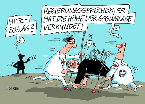 Cartoon: Notfall (medium) by RABE tagged gas,gassparen,gasnotstand,gasgeben,sanktionen,gasspeicher,gasheizung,rabe,ralf,böhme,cartoon,karikatur,pressezeichnung,farbcartoon,tagescartoon,robert,habeck,putin,ukrainekrieg,gasumlage,bekanntgabe,belastung,bürger,gasriesen,gasanbieter,rwe,shell,arzt,notarzt,trage,bahre,pressesprecher,bundesregierung,bekanntagbe,tropfmesser,gabel,dolch,pfeil,infusion,gas,gassparen,gasnotstand,gasgeben,sanktionen,gasspeicher,gasheizung,rabe,ralf,böhme,cartoon,karikatur,pressezeichnung,farbcartoon,tagescartoon,robert,habeck,putin,ukrainekrieg,gasumlage,bekanntgabe,belastung,bürger,gasriesen,gasanbieter,rwe,shell,arzt,notarzt,trage,bahre,pressesprecher,bundesregierung,bekanntagbe,tropfmesser,gabel,dolch,pfeil,infusion