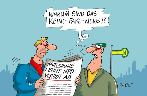 Cartoon: NPD (medium) by RABE tagged npd,verbot,karlsruhe,klage,bundesverfassungsgericht,fake,news,rabe,ralf,böhme,cartoon,karikatur,pressezeichnung,farbcartoon,tagescartoon,nachrichten,verfassungsrichter,npd,verbot,karlsruhe,klage,bundesverfassungsgericht,fake,news,rabe,ralf,böhme,cartoon,karikatur,pressezeichnung,farbcartoon,tagescartoon,nachrichten,verfassungsrichter