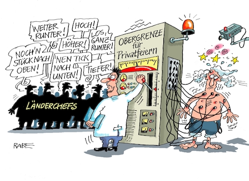 Cartoon: Obergrenzenpartygänger (medium) by RABE tagged virus,corona,pandemie,coronakrise,rabe,ralf,böhme,cartoon,karikatur,pressezeichnung,farbcartoon,tagescartoon,viren,virenschutz,mundschutz,desinfektion,föderal,föderalismus,ländersache,privatfeier,party,partygänger,obergrenze,lockerungen,landeschefs,maskenpflicht,abstandsregeln,minister,bundesland,test,simulator,hoch,tief,michel,testperson,messungen,testpflicht,pflichttest,virus,corona,pandemie,coronakrise,rabe,ralf,böhme,cartoon,karikatur,pressezeichnung,farbcartoon,tagescartoon,viren,virenschutz,mundschutz,desinfektion,föderal,föderalismus,ländersache,privatfeier,party,partygänger,obergrenze,lockerungen,landeschefs,maskenpflicht,abstandsregeln,minister,bundesland,test,simulator,hoch,tief,michel,testperson,messungen,testpflicht,pflichttest