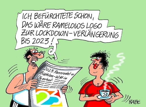 Cartoon: Oberhof WM Biathlon (medium) by RABE tagged corona,bundländerkonferenz,merkel,kanzleramt,lockerungen,stufenplan,öffnungen,lockdown,shutdown,baumärkte,impfdosen,rki,fallzahlen,inzidenzwert,ramelow,thüringen,oberhof,wintersport,wm,biathlon,rennrodeln,bodo,logo,corona,bundländerkonferenz,merkel,kanzleramt,lockerungen,stufenplan,öffnungen,lockdown,shutdown,baumärkte,impfdosen,rki,fallzahlen,inzidenzwert,ramelow,thüringen,oberhof,wintersport,wm,biathlon,rennrodeln,bodo,logo