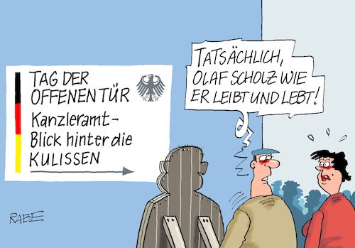 Cartoon: Offenes Geheimnis (medium) by RABE tagged olaf,scholz,bundeskanzler,ankündigung,zeitenwende,ergebnisse,opposition,union,rabe,ralf,böhme,cartoon,karikatur,pressezeichnung,farbcartoon,tagescartoon,kluft,spalt,brücke,ampel,ampelregierung,abgrund,kanzleramt,tag,tür,einblickje,besucher,kulisse,pappkamerad,aufsteller,bretter,holzleisten,scholzomat,olaf,scholz,bundeskanzler,ankündigung,zeitenwende,ergebnisse,opposition,union,rabe,ralf,böhme,cartoon,karikatur,pressezeichnung,farbcartoon,tagescartoon,kluft,spalt,brücke,ampel,ampelregierung,abgrund,kanzleramt,tag,tür,einblickje,besucher,kulisse,pappkamerad,aufsteller,bretter,holzleisten,scholzomat