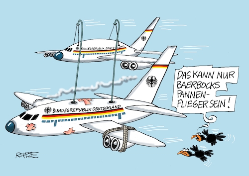 Cartoon: Pannenflieger (medium) by RABE tagged pannen,pannenflieger,passagiermaschine,aussenministerin,baerbock,grüne,rabe,ralf,böhme,cartoon,karikatur,pressezeichnung,farbcartoon,tagescartoon,rettungsflieger,rettungsboot,triebwersschaden,notlandung,pannen,pannenflieger,passagiermaschine,aussenministerin,baerbock,grüne,rabe,ralf,böhme,cartoon,karikatur,pressezeichnung,farbcartoon,tagescartoon,rettungsflieger,rettungsboot,triebwersschaden,notlandung