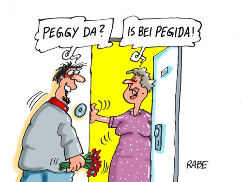 Cartoon: Pegida Zwei (medium) by RABE tagged pegida,abendland,rettung,demo,dresden,verein,rechte,raberalf,böhme,cartoon,karikatur,pressezeichnung,farbcartoontagescartoon,peggy,mutter,schwiegermutter,blumen,verabredung,pegida,abendland,rettung,demo,dresden,verein,rechte,raberalf,böhme,cartoon,karikatur,pressezeichnung,farbcartoontagescartoon,peggy,mutter,schwiegermutter,blumen,verabredung