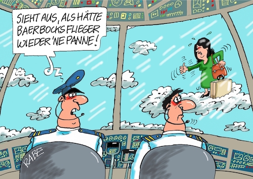 Cartoon: Per Anhalterin durch die Luft (medium) by RABE tagged regierungsflieger,pannenflieger,bundesrepublik,aussenministerin,baerbock,panne,notlandung,rabe,ralf,böhme,cartoon,karikatur,pressezeichnung,farbcartoon,tagescartoon,cockpilot,copilot,anhalter,anhalterin,daumen,tramperin,regierungsflieger,pannenflieger,bundesrepublik,aussenministerin,baerbock,panne,notlandung,rabe,ralf,böhme,cartoon,karikatur,pressezeichnung,farbcartoon,tagescartoon,cockpilot,copilot,anhalter,anhalterin,daumen,tramperin