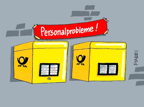 Cartoon: Personalprobleme (medium) by RABE tagged post,zusteller,brief,paket,päckchen,briefkasten,rabe,ralf,böhme,cartoon,karikatur,pressezeichnung,tagescartoon,farbcartoon,verzögerung,personalmangel,fehlleitung,post,zusteller,brief,paket,päckchen,briefkasten,rabe,ralf,böhme,cartoon,karikatur,pressezeichnung,tagescartoon,farbcartoon,verzögerung,personalmangel,fehlleitung