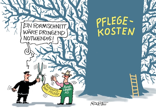 Cartoon: Pflegekostenwucher (medium) by RABE tagged merz,union,kanzler,fritze,koalition,spd,klingbeil,bundesregierung,rabe,ralf,böhme,cartoon,karikatur,pressezeichnung,farbcartoon,tagescartoon,trump,putin,krisen,tv,nachrichten,pflege,pflegekosten,bund,länder,ag,pflegereform,finanzierung,zukunftspakt,stabilisierung,gärtner,baumschnitt,formschnitt,baumschere,baum,wucher,merz,union,kanzler,fritze,koalition,spd,klingbeil,bundesregierung,rabe,ralf,böhme,cartoon,karikatur,pressezeichnung,farbcartoon,tagescartoon,trump,putin,krisen,tv,nachrichten,pflege,pflegekosten,bund,länder,ag,pflegereform,finanzierung,zukunftspakt,stabilisierung,gärtner,baumschnitt,formschnitt,baumschere,baum,wucher