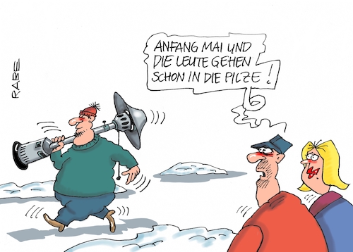 Cartoon: Pilzsammler (medium) by RABE tagged winter,schnee,lawine,lawinengefahr,bayern,karastrophenalarm,weiß,schneeschieber,rabe,ralf,böhme,cartoon,tagescartoon,pressezeichnung,farbcartoon,wintereinbruch,kaltfront,temperatursturz,eis,kälte,eisheilige,heizen,heizung,heizpilz,nachtfrost,winter,schnee,lawine,lawinengefahr,bayern,karastrophenalarm,weiß,schneeschieber,rabe,ralf,böhme,cartoon,tagescartoon,pressezeichnung,farbcartoon,wintereinbruch,kaltfront,temperatursturz,eis,kälte,eisheilige,heizen,heizung,heizpilz,nachtfrost