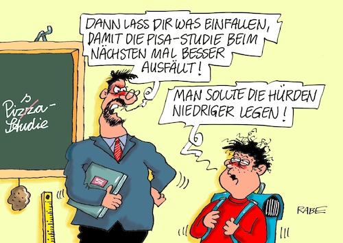 Cartoon: Pisastudie (medium) by RABE tagged schulen,bildungswesen,lehrer,schüler,unterricht,gew,rabe,ralf,böhme,cartoon,karikatur,pressezeichnung,farbcartoon,tagescartoon,smartphone,handy,diktat,schulklasse,streik,bildungsministerin,karliczek,abschneiden,pisa,pisastudie,deutschland,mittelfeld,hürde,noten,zeugnisse,schulen,bildungswesen,lehrer,schüler,unterricht,gew,rabe,ralf,böhme,cartoon,karikatur,pressezeichnung,farbcartoon,tagescartoon,smartphone,handy,diktat,schulklasse,streik,bildungsministerin,karliczek,abschneiden,pisa,pisastudie,deutschland,mittelfeld,hürde,noten,zeugnisse