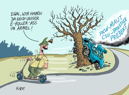 Cartoon: PKW Maut EUGH Urteil II (medium) by RABE tagged europawahl,mai,brüssel,eu,rabe,ralf,böhme,cartoon,karikatur,pressezeichnung,farbcartoon,tagescartoon,pkw,maut,eugh,urteil,verkehrsminister,scheuer,csu,prestigeprojekt,eroller,europawahl,mai,brüssel,eu,rabe,ralf,böhme,cartoon,karikatur,pressezeichnung,farbcartoon,tagescartoon,pkw,maut,eugh,urteil,verkehrsminister,scheuer,csu,prestigeprojekt,eroller