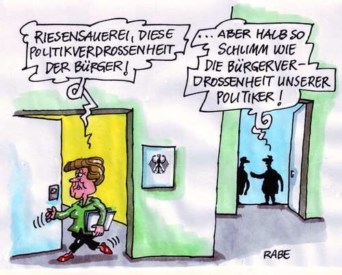 Cartoon: Politikverdrossenheit (medium) by RABE tagged merkel,cdu,kanzlerin,bürger,wähler,euro,parteien,bundesregierung,politikverdrossenheit,stimmvieh,bürgerverdrossenheit,riesensauerei,schweinerei,merkelkostüm,abgeordnete,regierungsviertel,wahl,urne,angela merkel,cdu,kanzlerin,bürger,wähler,wahl,wahlen,euro,parteien,bundesregierung,bürgerverdrossenheit,schweinerei,abgeordnete,angela,merkel