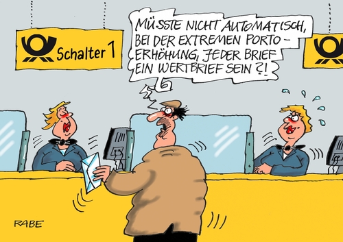 Cartoon: Portoerhöhung (medium) by RABE tagged post,unternehmen,briefe,porto,briefporto,portoerhöhung,briefmarke,bundespost,bundesnetzagentur,empfänger,rabe,ralf,böhme,cartoon,karikatur,pressezeichnung,farbcartoon,tagescartoon,briefschreiber,service,post,unternehmen,briefe,porto,briefporto,portoerhöhung,briefmarke,bundespost,bundesnetzagentur,empfänger,rabe,ralf,böhme,cartoon,karikatur,pressezeichnung,farbcartoon,tagescartoon,briefschreiber,service