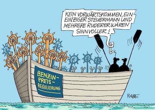 Cartoon: Preisregulierung (medium) by RABE tagged merz,kanzler,koalition,union,spd,klingbeil,cartoon,karikatur,pressezeichnung,farbcartoon,tagescartoon,bürokratie,verwaltung,beamte,modernisierung,monster,drachen,schwert,holzschwert,nägel,säge,katharina,reiche,trump,irankrieg,galeere,schiff,ruderer,ölkonzern,mineralölkonzern,preisbindung,preisregulierung,kartellamt,spritpreisbremse,benzinpreisregulierung,steuerrad,merz,kanzler,koalition,union,spd,klingbeil,cartoon,karikatur,pressezeichnung,farbcartoon,tagescartoon,bürokratie,verwaltung,beamte,modernisierung,monster,drachen,schwert,holzschwert,nägel,säge,katharina,reiche,trump,irankrieg,galeere,schiff,ruderer,ölkonzern,mineralölkonzern,preisbindung,preisregulierung,kartellamt,spritpreisbremse,benzinpreisregulierung,steuerrad