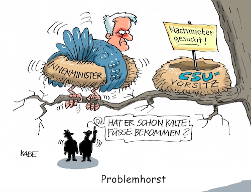 Cartoon: Problemhorst (medium) by RABE tagged markus,söder,csu,bayern,münchen,landesvorsitzender,horst,seehofer,merkel,cdu,union,streit,unionstreit,asylstreit,ultimatum,grenze,zurückweisung,flüchtlinge,grenzkontrollen,innenminister,vorsitz,rücktritt,bayernwahl,maaßen,adlerhorst,innenministerium,ast,baum,stamm,kälte,füße,krallen,markus,söder,csu,bayern,münchen,landesvorsitzender,horst,seehofer,merkel,cdu,union,streit,unionstreit,asylstreit,ultimatum,grenze,zurückweisung,flüchtlinge,grenzkontrollen,innenminister,vorsitz,rücktritt,bayernwahl,maaßen,adlerhorst,innenministerium,ast,baum,stamm,kälte,füße,krallen