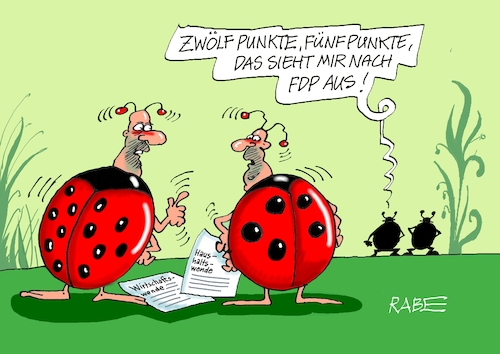 Cartoon: Punkteprogramm (medium) by RABE tagged ampel,ampelregierung,rot,grün,gelb,fdp,spd,grüne,rabe,ralf,böhme,cartoon,karikatur,pressezeichnung,farbcartoon,tagescartoon,marienkäfer,flügeldecken,punkte,punkteprogramm,wirtschaftswende,haushaltswende,ampel,ampelregierung,rot,grün,gelb,fdp,spd,grüne,rabe,ralf,böhme,cartoon,karikatur,pressezeichnung,farbcartoon,tagescartoon,marienkäfer,flügeldecken,punkte,punkteprogramm,wirtschaftswende,haushaltswende