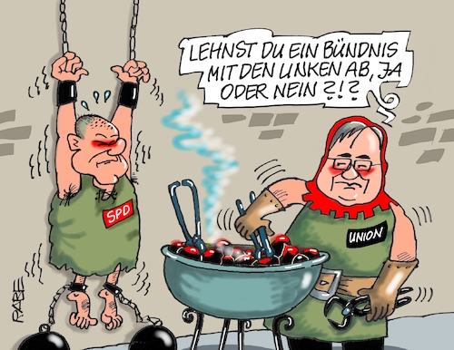 Cartoon: Quälgeister (medium) by RABE tagged bundestagswahl,wahlkampf,osten,ddr,ostbeauftragter,bundesregierung,recht,rabe,ralf,böhme,cartoon,karikatur,pressezeichnung,farbcartoon,tagescartoon,kanzleramt,laschet,gartenzwerg,folter,folterkammer,kohlebecken,folterkeller,ketten,linke,koalition,bundestagswahl,wahlkampf,osten,ddr,ostbeauftragter,bundesregierung,recht,rabe,ralf,böhme,cartoon,karikatur,pressezeichnung,farbcartoon,tagescartoon,kanzleramt,laschet,gartenzwerg,folter,folterkammer,kohlebecken,folterkeller,ketten,linke,koalition