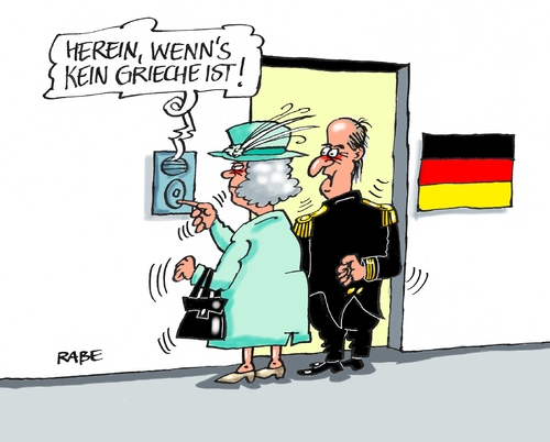 Cartoon: Queen Zwei (medium) by RABE tagged queen,elisabeth,prinz,philipp,staatsbesuch,berlin,england,londonrabe,ralf,böhme,cartoon,karikatur,pressezeichnung,farbcartoon,tagescartoon,grieche,griechenlan,staatspleite,euro,tsipras,juncker,queen,elisabeth,prinz,philipp,staatsbesuch,berlin,england,londonrabe,ralf,böhme,cartoon,karikatur,pressezeichnung,farbcartoon,tagescartoon,grieche,griechenlan,staatspleite,euro,tsipras,juncker