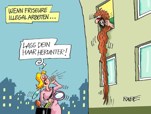 Cartoon: Rapunzel illegal (medium) by RABE tagged corona,bildung,bildungsminister,kanzleramt,bildungskonferenz,lehrerkonferenz,laptop,ausstatung,digitalisierung,bildungsmonitor,internetzugan,wlan,aufwachen,friseure,frisör,haarschneider,gewerbetreibende,geschäftsschließung,kontaktbeschränkungen,rapunzel,zopf,märchen,turm,fallzahlen,lockdown,shutdown,rki,impfstoff,corona,bildung,bildungsminister,kanzleramt,bildungskonferenz,lehrerkonferenz,laptop,ausstatung,digitalisierung,bildungsmonitor,internetzugan,wlan,aufwachen,friseure,frisör,haarschneider,gewerbetreibende,geschäftsschließung,kontaktbeschränkungen,rapunzel,zopf,märchen,turm,fallzahlen,lockdown,shutdown,rki,impfstoff