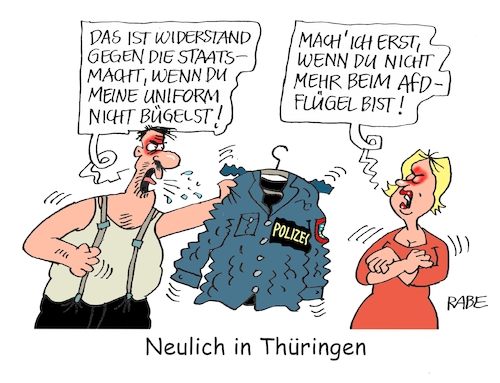 Cartoon: Rechter Flügel (medium) by RABE tagged afd,gemeinderäte,zusammenarbeit,cdu,rabe,ralf,böhme,cartoon,karikatur,pressezeichnung,farbcartoon,tagescartoon,bürotür,bürgermeister,stadtrat,rechte,npd,rechter,flügel,höcke,thüringen,landtagswahl,polizei,uniform,ehepaar,polizist,bügeleisen,staatsmacht,innenminister,mayer,erfurt,polizeidienst,konsequenzen,afd,gemeinderäte,zusammenarbeit,cdu,rabe,ralf,böhme,cartoon,karikatur,pressezeichnung,farbcartoon,tagescartoon,bürotür,bürgermeister,stadtrat,rechte,npd,rechter,flügel,höcke,thüringen,landtagswahl,polizei,uniform,ehepaar,polizist,bügeleisen,staatsmacht,innenminister,mayer,erfurt,polizeidienst,konsequenzen